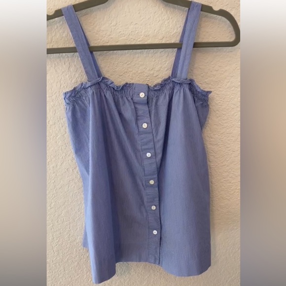 J. Crew Tops - J.Crew blue and white pinstripe babydoll  blouse | size 00